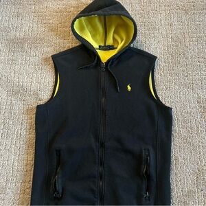 Polo Ralph Lauren Black and Yellow Full Zip Hooded Vest